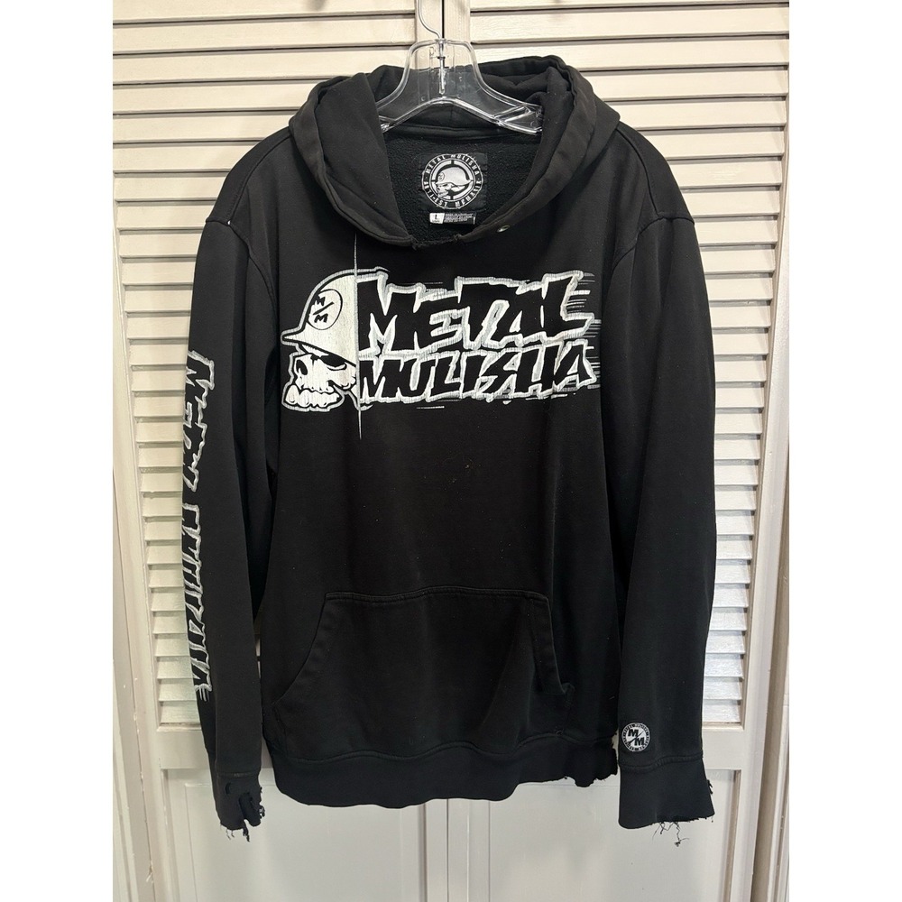 Metal Mulisha Hoodie Mens Large Black Skull Graphic Print Logo Pocket